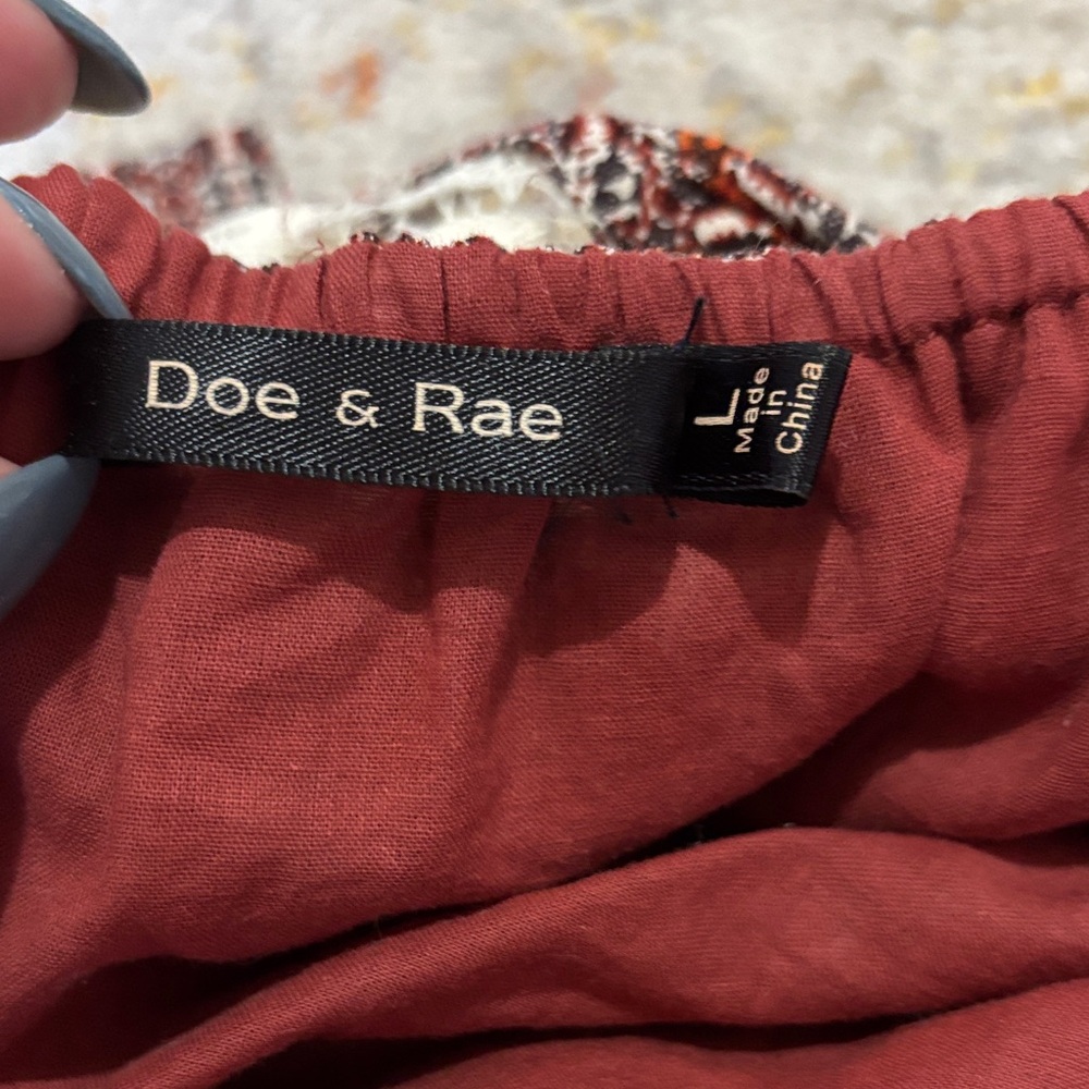 Doe & Rae Red and Cream Mini Dress - Picture 2 of 6